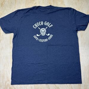 USED 2XL Chuco Golf Crewneck Short Sleeve Shirt Blue Love Culture Game